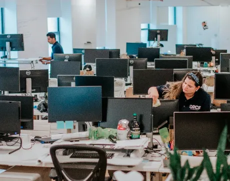 people cleaning office